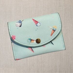 Love & Lore Ice Cream Pattern Small Button Wallet/Card Holder